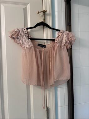 Topshop Petite Pink Sheer Blouse Cardigan